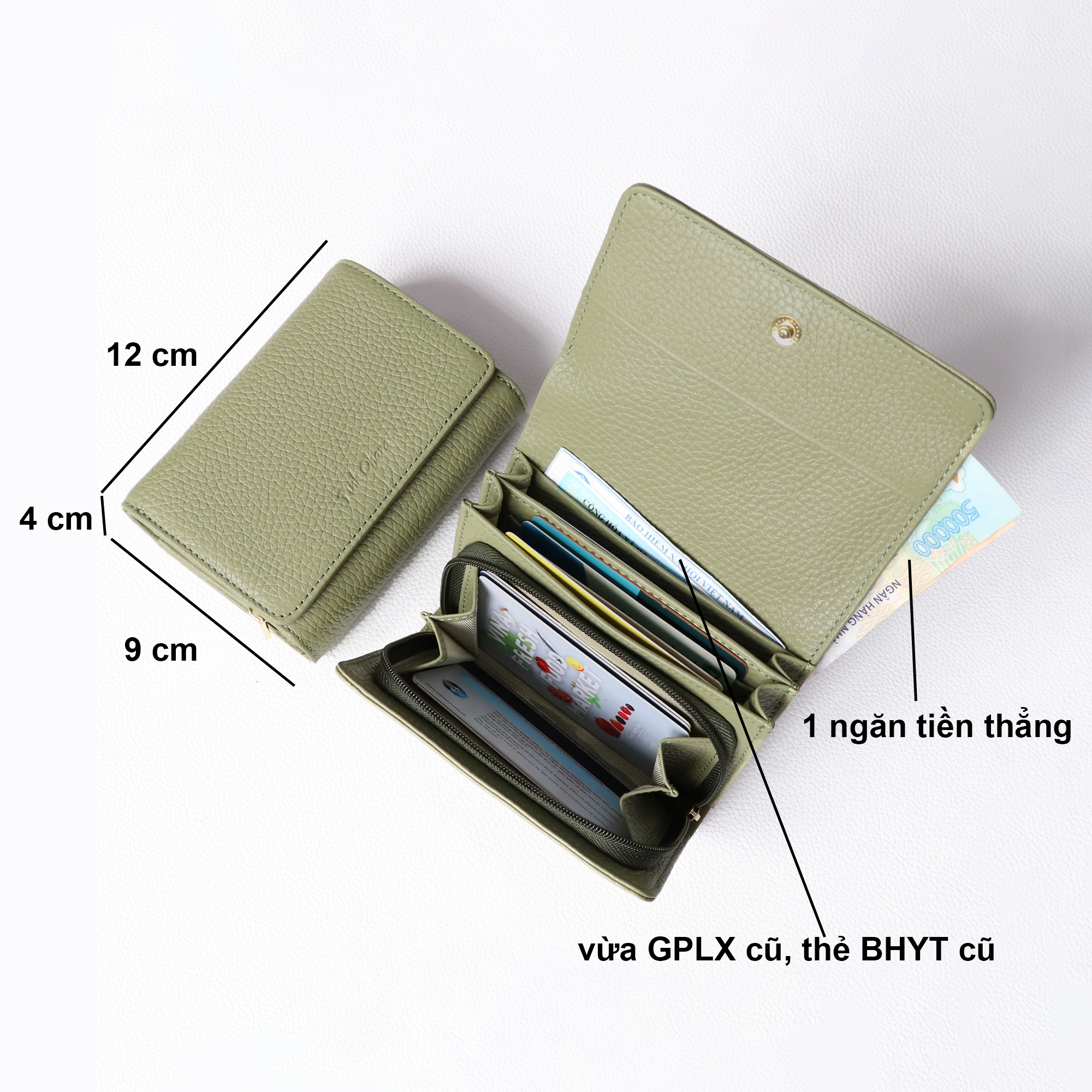 Ví Ngắn Nữ Da Bò Thật Pink Ohara – Nhỏ Gọn, Sang Trọng & Đựng Vừa Mọi Giấy Tờ