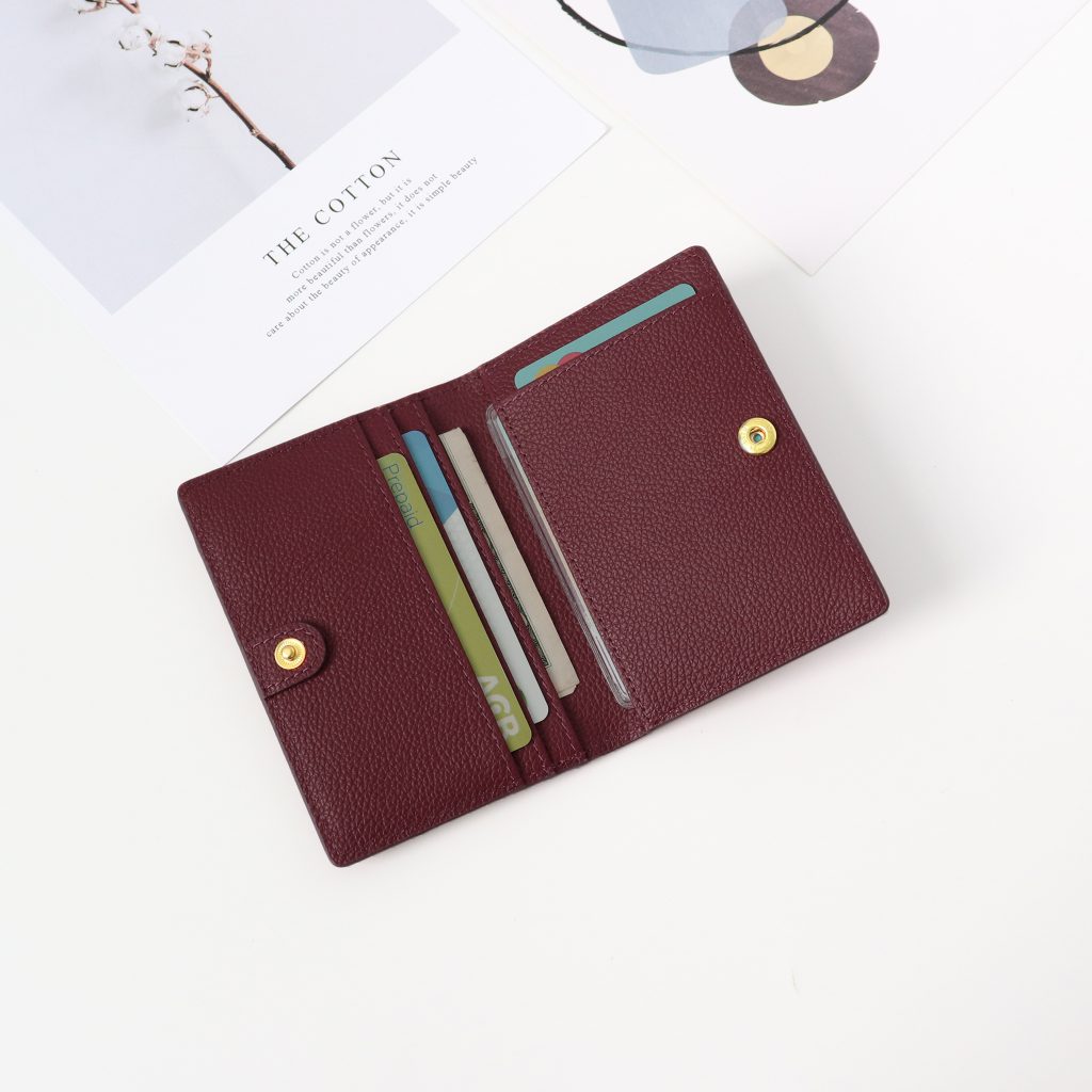 Ví đựng thẻ card da bò thật vân hạt