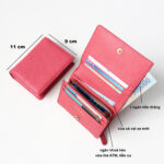 Ví Nữ Gấp Mini PINK OHARA Da Bò Thật