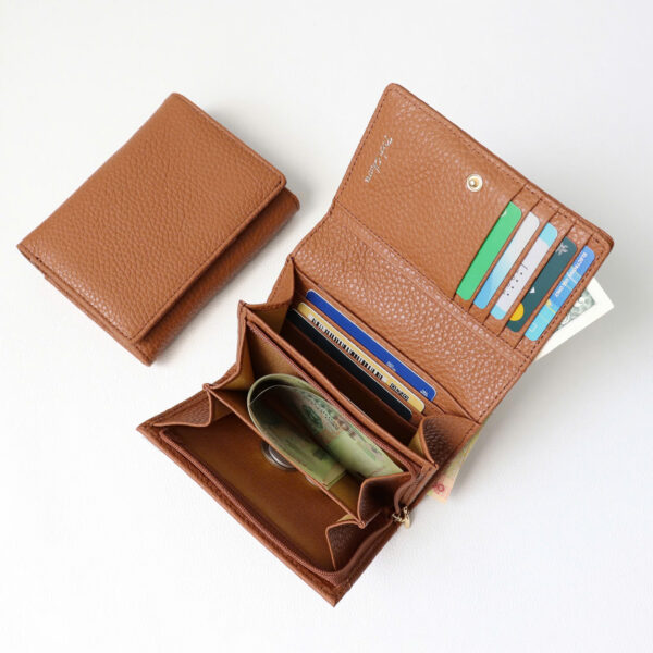 Ví Nữ Da Bò Thật Gấp Nhiều Ngăn